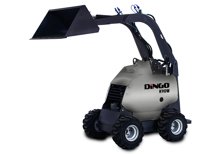 Dingo Mini Digger K9DW with bucket raised.